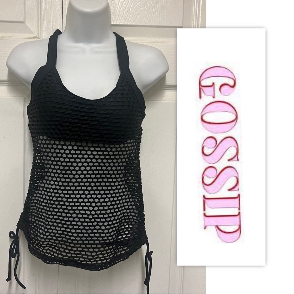 Gossip Black Fishnet Mesh Longline Tank Top
